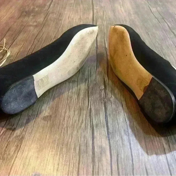 J. Crew Women's Black Suede Gold Metallic Lace up Flats Back zip 8M - Picture 7 of 7